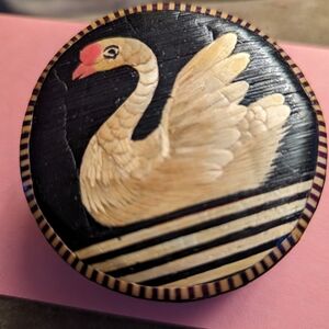 Trinket box black white swan woos design vintage republic of China